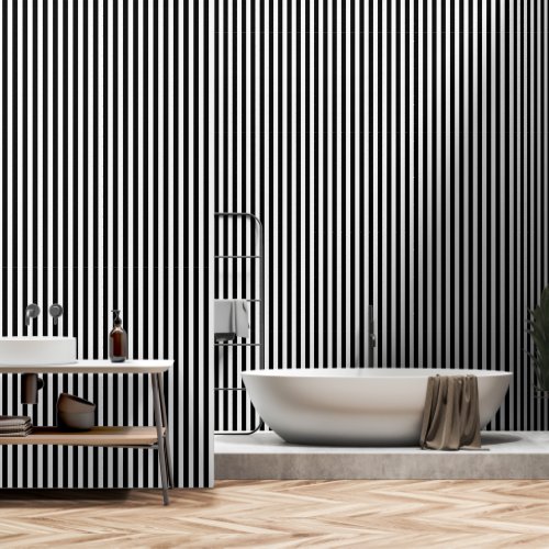 Black and white striped classic peel and stick wallpaper 