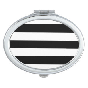 Black and White Striped Compact Mirror