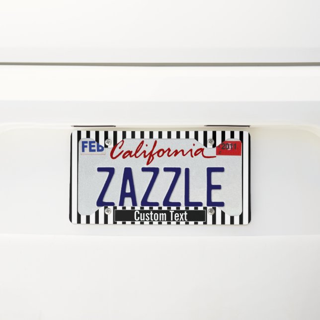 Black and White Striped Create Your Own License Plate Frame (On Car)