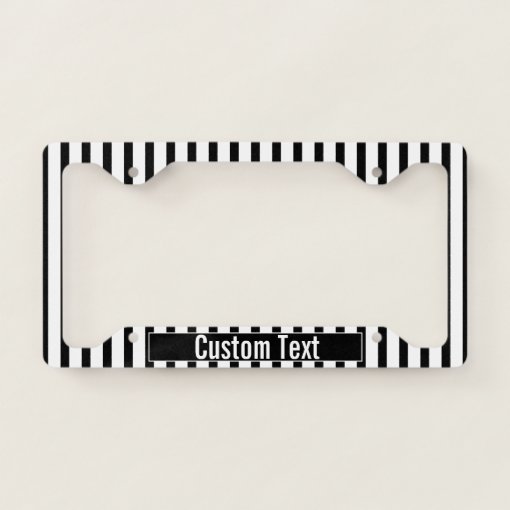 Black and White Striped Create Your Own License Plate Frame | Zazzle