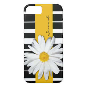 Black and White Striped, Daisy iPhone 7 Case