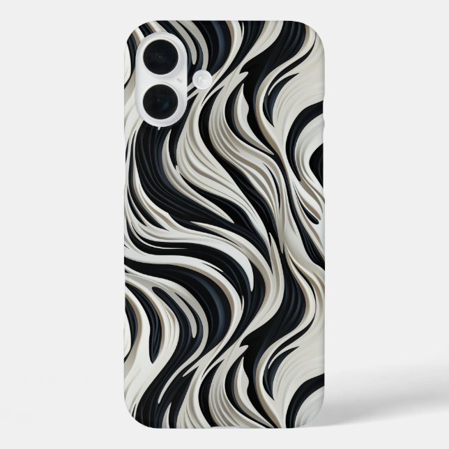 Black and White Striped Design Phone Case (Back)