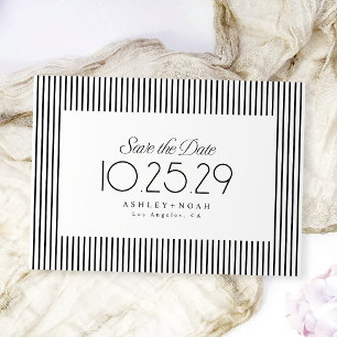 Black And White Striped Elegance Classy Wedding Save The Date