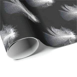Black and White Striped Feather Floating on a Pond Wrapping Paper