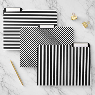 Black and White Striped File Folder
