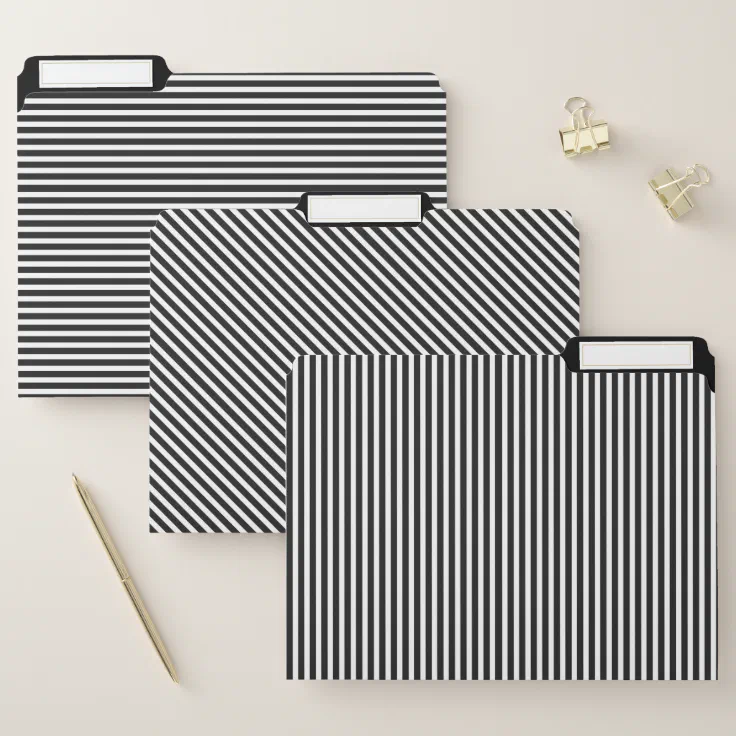 Black and White Striped File Folder Zazzle