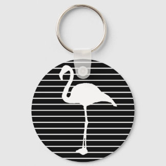 Black and White Striped Flamingo Keychain