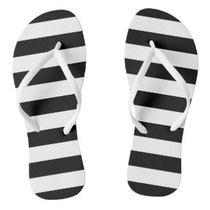 Black and White Striped Flip Flops