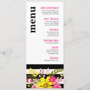 Black and White Striped Flowers Menu