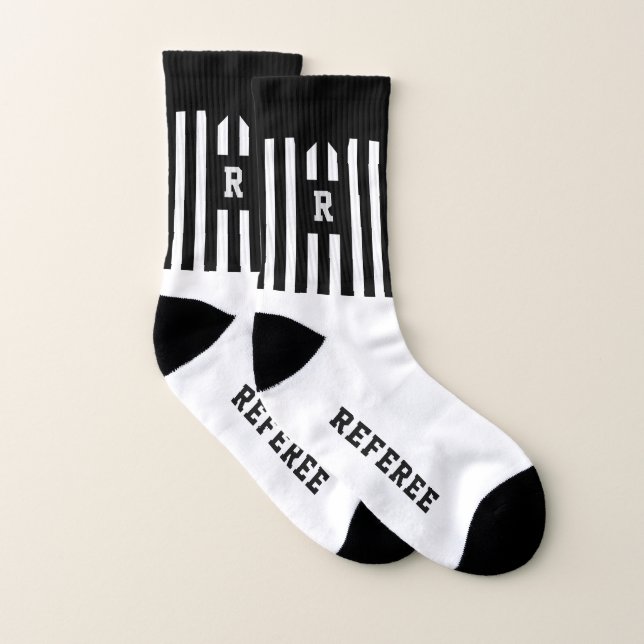 Black and White Striped Football Referee Socks (Pair)