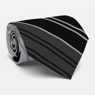 Black and White Striped Fractal Modern Pattern Neck Tie