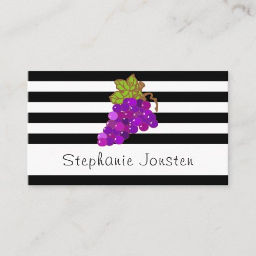 Black and White Striped Grape Logo Business Card