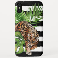 Black and White Striped Jungle Leopard iPhone XS Max Case