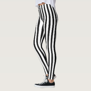 Black And White Striped Leggings