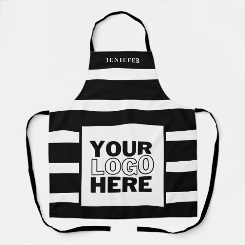 Black and White Striped  logo company Branded Apron