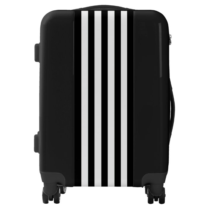 black and white striped suitcase