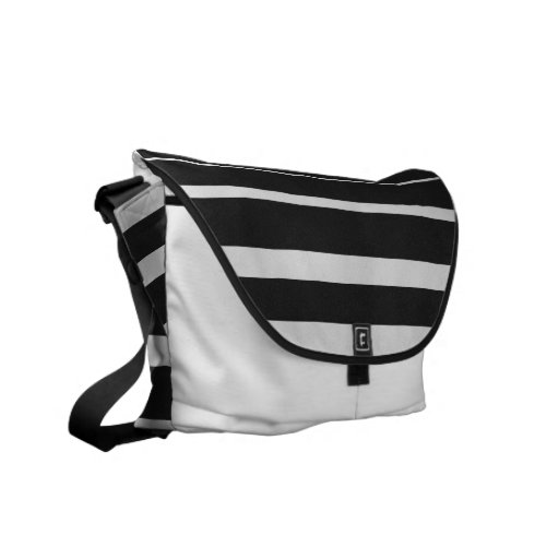 Black and White Striped Messenger Bag | Zazzle