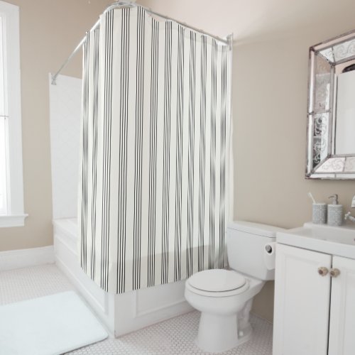 Black and White Striped Modern Boho Geometric  Shower Curtain