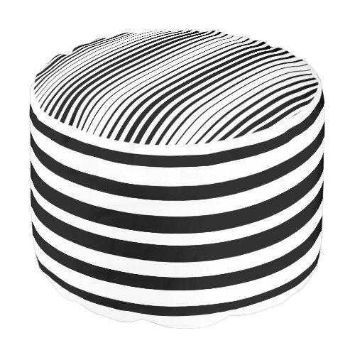 Black and White Striped Modern Pouf