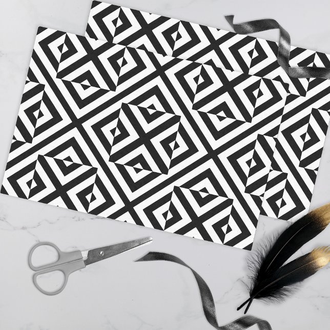 Black and White Striped Op Art Geometric Pattern Tissue Paper (Creator Uploaded)