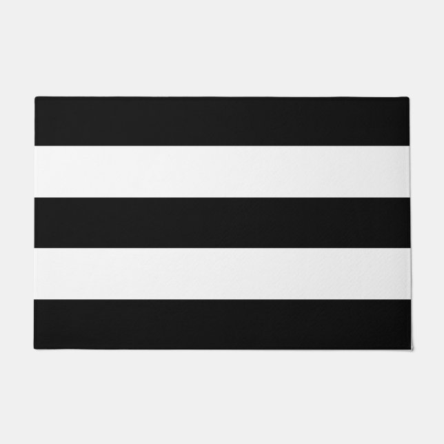 Black and White Striped Outdoor Mat (Front)