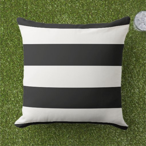Black And White Striped Outdoor Pillow Zazzle