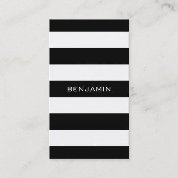 Black And White Striped Pattern Custom Name Business Card by MarshBaby at Zazzle