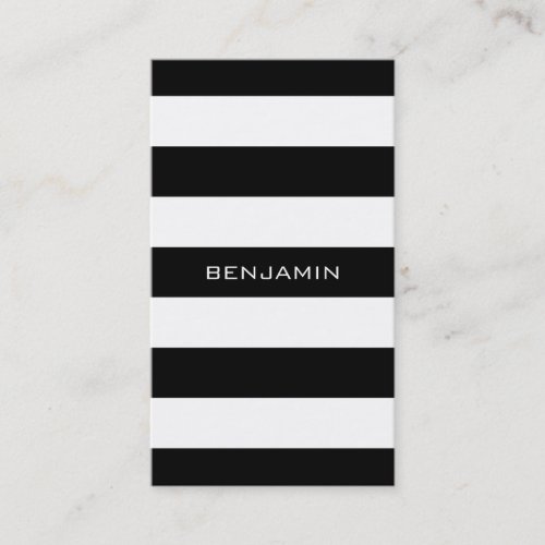 Black and White Striped Pattern Custom Name Business Card