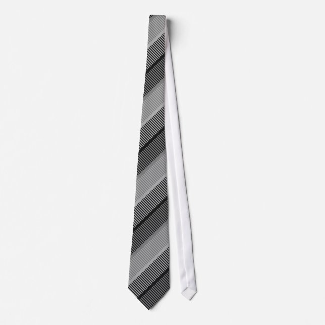 Black and White Striped Pattern Neck Tie (Front)