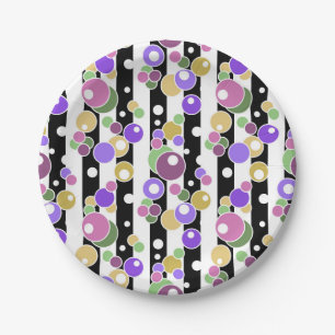 black and white, striped pattern, polka dots paper plates