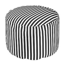 Black and White Striped Pattern Pouf Seat
