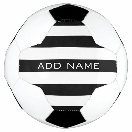 Black And White Striped Pattern With Name Soccer Ball