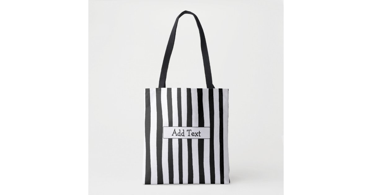 Personalized Black & White Striped Bag