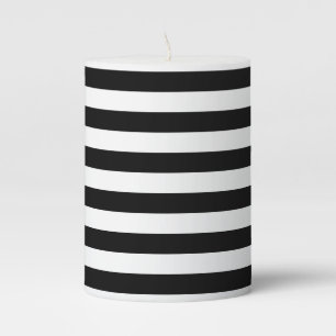Black and White Striped Pillar Candle
