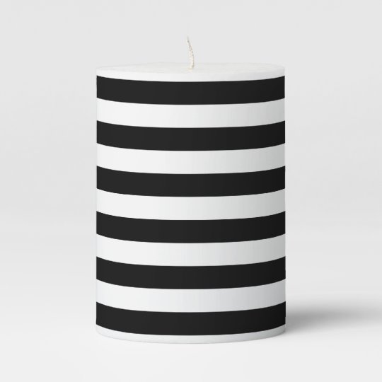 Black and White Striped Pillar Candle