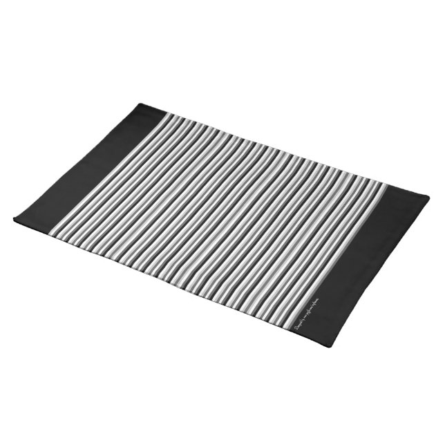 Black and White Striped Placemat (On Table)