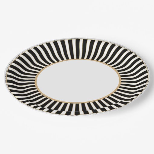 Black and White Striped Plate | Zazzle