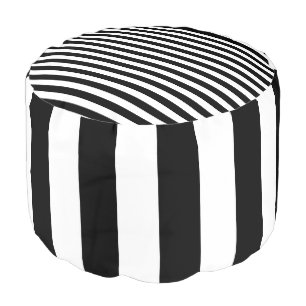Black and White Striped Pouf