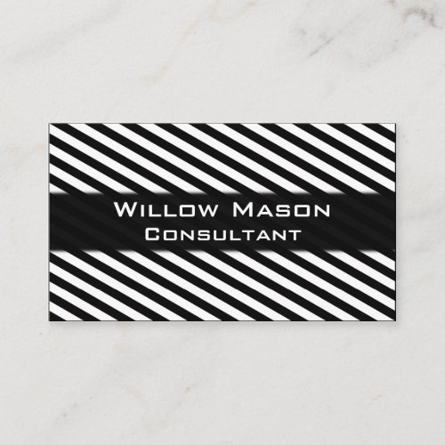 Black and White Striped Professional Business Card