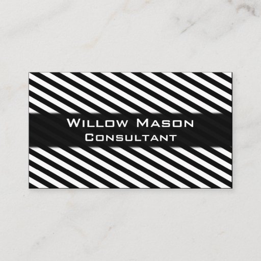 Customizable Black and White Striped Professional Business Card