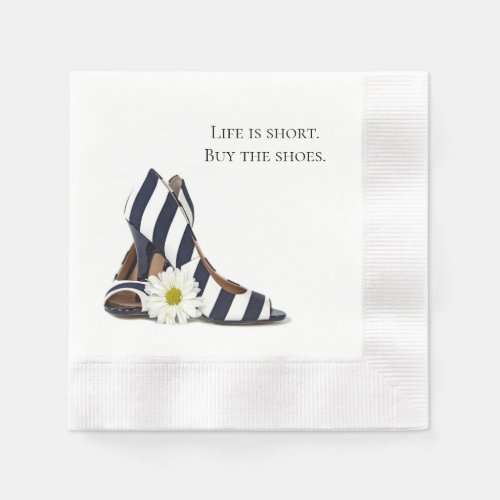 Black and white striped pumps with daisy napkins