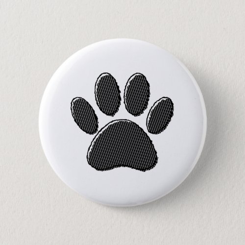 Black and White Striped Puppy Paw Print Button