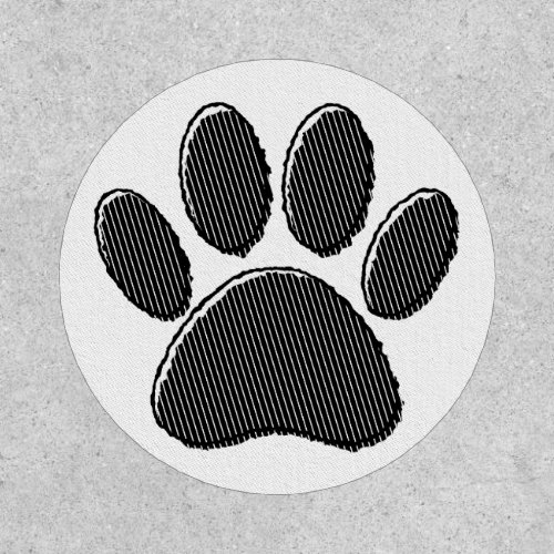 Black and White Striped Puppy Paw Print Patch