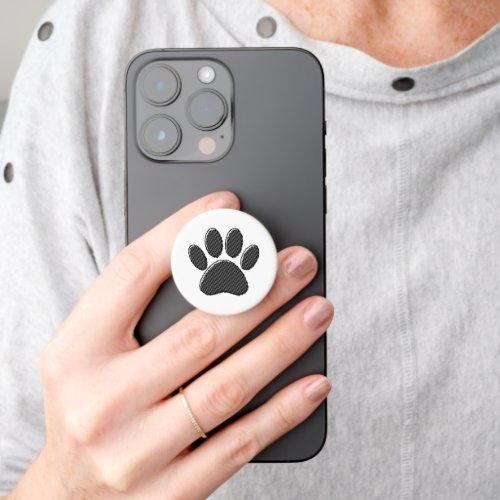Black and White Striped Puppy Paw Print PopSocket