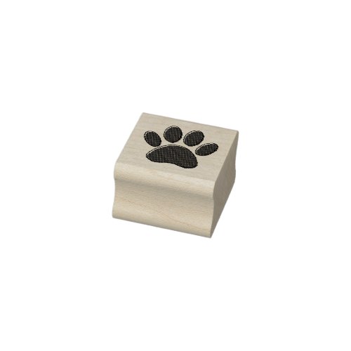 Black and White Striped Puppy Paw Print Rubber Stamp