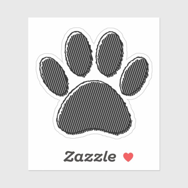 Black and White Striped Puppy Paw Print Sticker (Sheet)