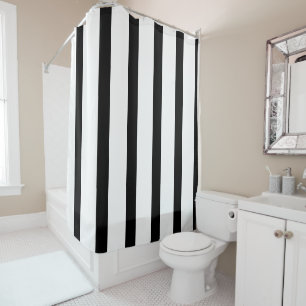Black and White Striped Shower Curtain