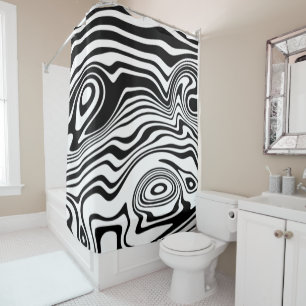 Black and White Striped Shower Curtain