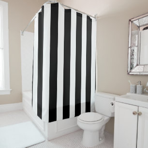 Black and White Striped Shower Curtain
