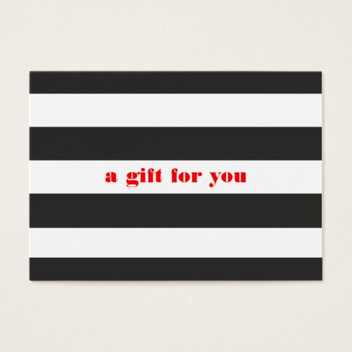 Black and White Striped Simple Holiday Gift Card Business Card